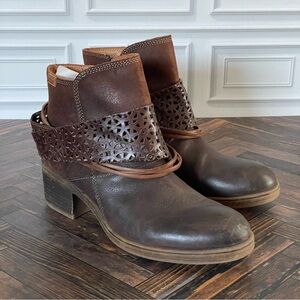 Pikolinos Leather and Suede Ankle Heeled Boot Browns‎ Lace Size 40